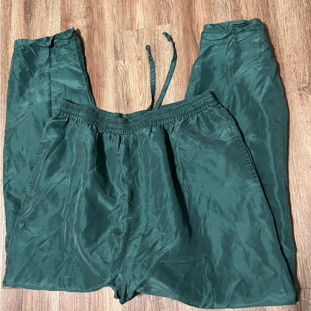 Vintage EVR 100% silk casual leisure trackpants xl